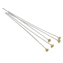 10x STR Silver Head Jonquil Yellow CZ Crystal Headpins 24GA