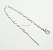 2x STERLING SILVER EAR WIRE THREAD & HOOK EARWIRES 3"