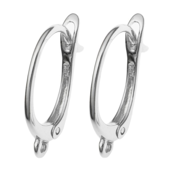 2x Sterling silver Ear wire Oval hoop earwires Dangle connector