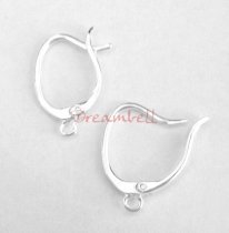 2x Sterling silver Ear wire Oval hoop earwires Dangle connector