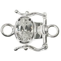 1x Sterling Silver Pearl Box CZ Crystal Clasp 20mm