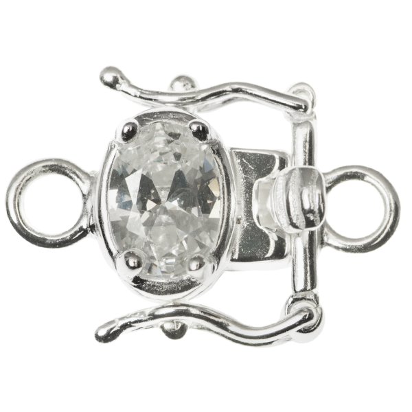 1x Sterling Silver Pearl Box CZ Crystal Clasp 20mm