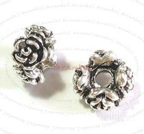 4x Sterling Silver Rose Rondelle Bead Spacer 4mm x 7mm