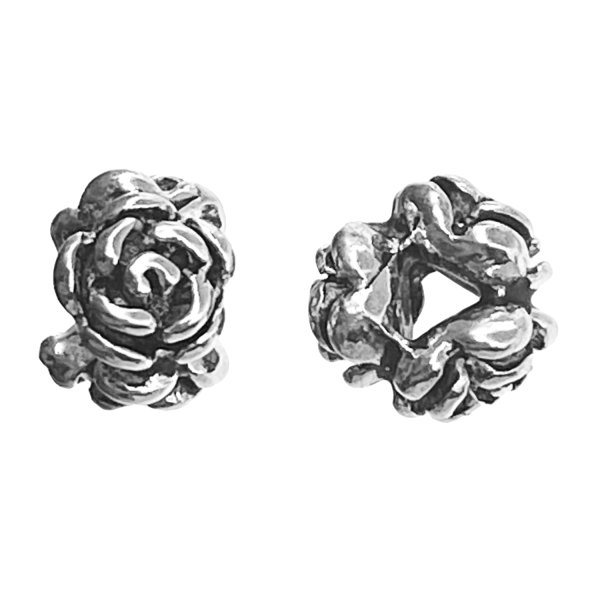 4x Sterling Silver Rose Rondelle Bead Spacer 4mm x 6mm