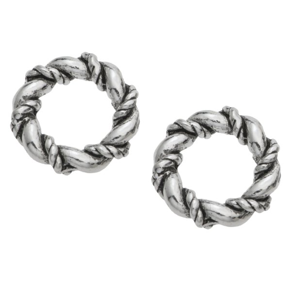2x Bali Sterling Silver Twist Closed Jump Ring 9mm Heavy
