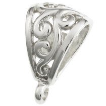 1x Sterling Silver Bail flower pendant clasp slide Stamped