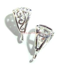 1x Sterling Silver Bail flower pendant clasp slide Stamped