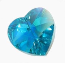2x Swarovski Crystal 6202 Heart Charm pendant Blue Ziron 14mm
