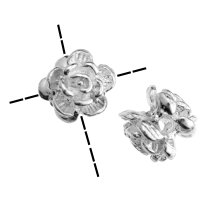 4x Sterling Silver 4 Strings Rose Flower Spacer Beads 6mm