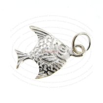 1x Sterling Silver ANGEL FISH charm dangle pendant 17mm