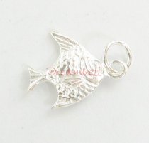1x Sterling Silver ANGEL FISH charm dangle pendant 17mm