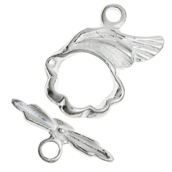 1x Sterling Silver Angel Wing Toggle Clasp 12mm