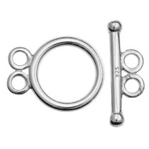 1x Sterling Silver round toggle 2 strand clasp