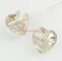 4x Swarovski Elements Crystal 5742 Heart Silver Shade 10mm New