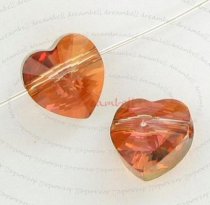 4x Swarovski Elements Crystal 5742 Heart Copper 10mm New