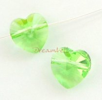 4x Swarovski Elements Crystal 5742 Heart Peridot 8mm New