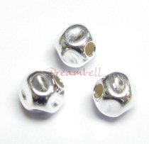 4x Sterling Silver Dented Hammered Bead Spacer 6mm