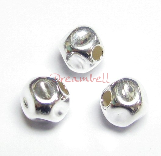 4x Sterling Silver Dented Hammered Bead Spacer 6mm