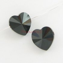 4x Swarovski Elements Crystal 5742 Heart Jet Black 8mm New