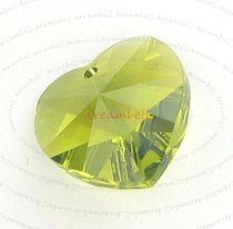 2x Swarovski Crystal Heart 6202 Pendant Olivine 14mm