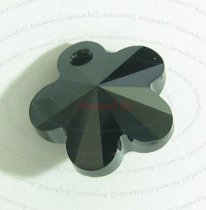 4x Swarovski Elements Crystal 6744 Flower Charm Jet Black Bead 12 mm