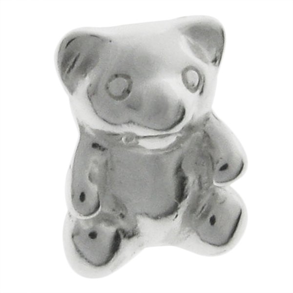 Sterling Silver TEDDY BEAR Bead for European Charm Bracelets 10mm