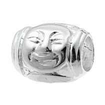Sterling Silver Smily Happy Face Buddah Bead for European Charm Bracelets 11mm