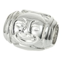Sterling Silver Smily Happy Face Buddah Bead for European Charm Bracelets 11mm