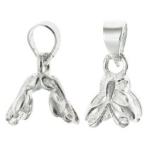 2x BRIGHT STERLING SILVER Bail BUTTERFLY PENDANT CLASP