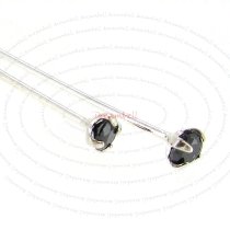 10 Ster Silver Head pin CZ Crystal Stone Headpins 24GA Jet Black