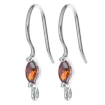 2x Sterling Silver Red CZ Crytal Ear Wire Earwires French Hook