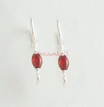 2x Sterling Silver Red CZ Crytal Ear Wire Earwires French Hook