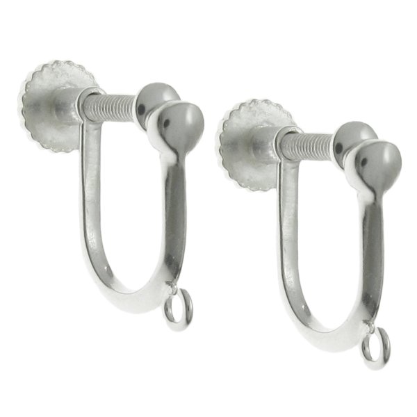 2x STERL SILVER EAR wire CLIP SCREW ON EARRING Earwires 12mm