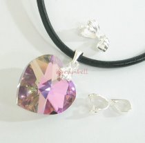 2x BRIGHT STERLING SILVER PENDANT Pinch CLASP W/ BAIL 1 4mm