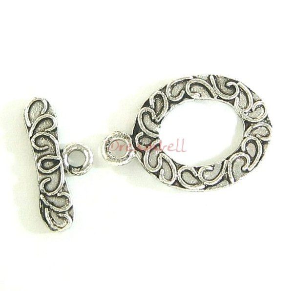 1x Sterling Silver Oval toggle Bead clasp 15mm
