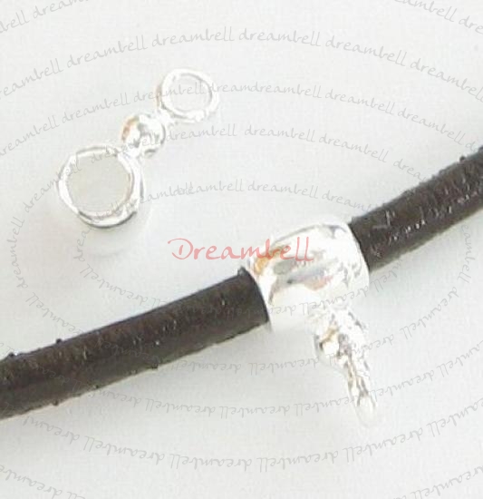 2x Sterling SILVER LEATHER 2mm CORD PENDANT RING CONNECTOR
