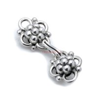 1x Sterling Silver Flower Leaf Fish Hook Eye Clasp Connector 24mm