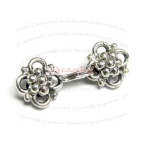 1x Sterling Silver Flower Leaf Fish Hook Eye Clasp Connector 24mm