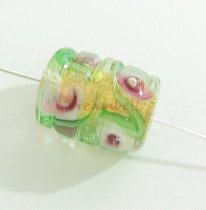 2x Garden Rose Romance Lampwork Glass bead Gold 15mm