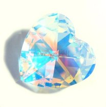1x Swarovski Crystal 6202 Heart Pendant Clear AB 40mm