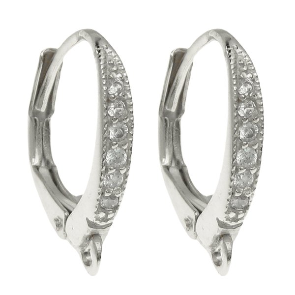2x 925 Sterling Silver Leverback Earwire Clear CZ Crystal Dangle Charm Connector