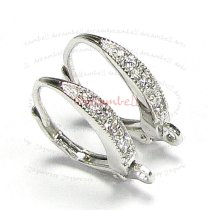 2x 925 Sterling Silver Leverback Earwire Clear CZ Crystal Dangle Charm Connector