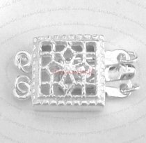 1x STERLING SILVER CLASSIC FILIGREE PEARL BOX CLASP 15MM