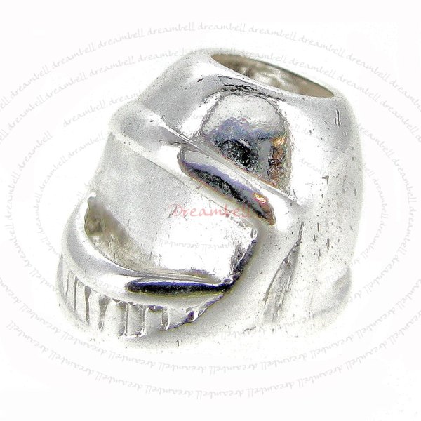 Sterling Silver Motorbike Motorcycle Helmet Bead for European Charm Bracelets 11mm