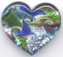LEGEND Gold Silver HEART Huge Lampwork Fused Glass Pendant
