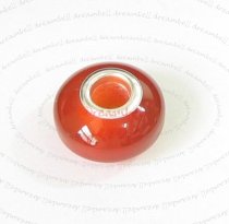 Sterling Silver Agate Round Bead for European Charm Bracelets Carnelian 12mm