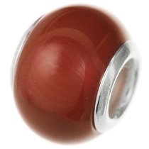 Sterling Silver Agate Round Bead for European Charm Bracelets Carnelian 12mm