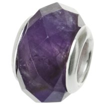 Sterling Silver Amethyst Faceted Bead for European Charm Bracelets 12mm
