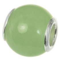 Sterling Silver JADE ROUND Bead for European Charm Bracelets 12mm