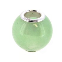 Sterling Silver JADE ROUND Bead for European Charm Bracelets 12mm